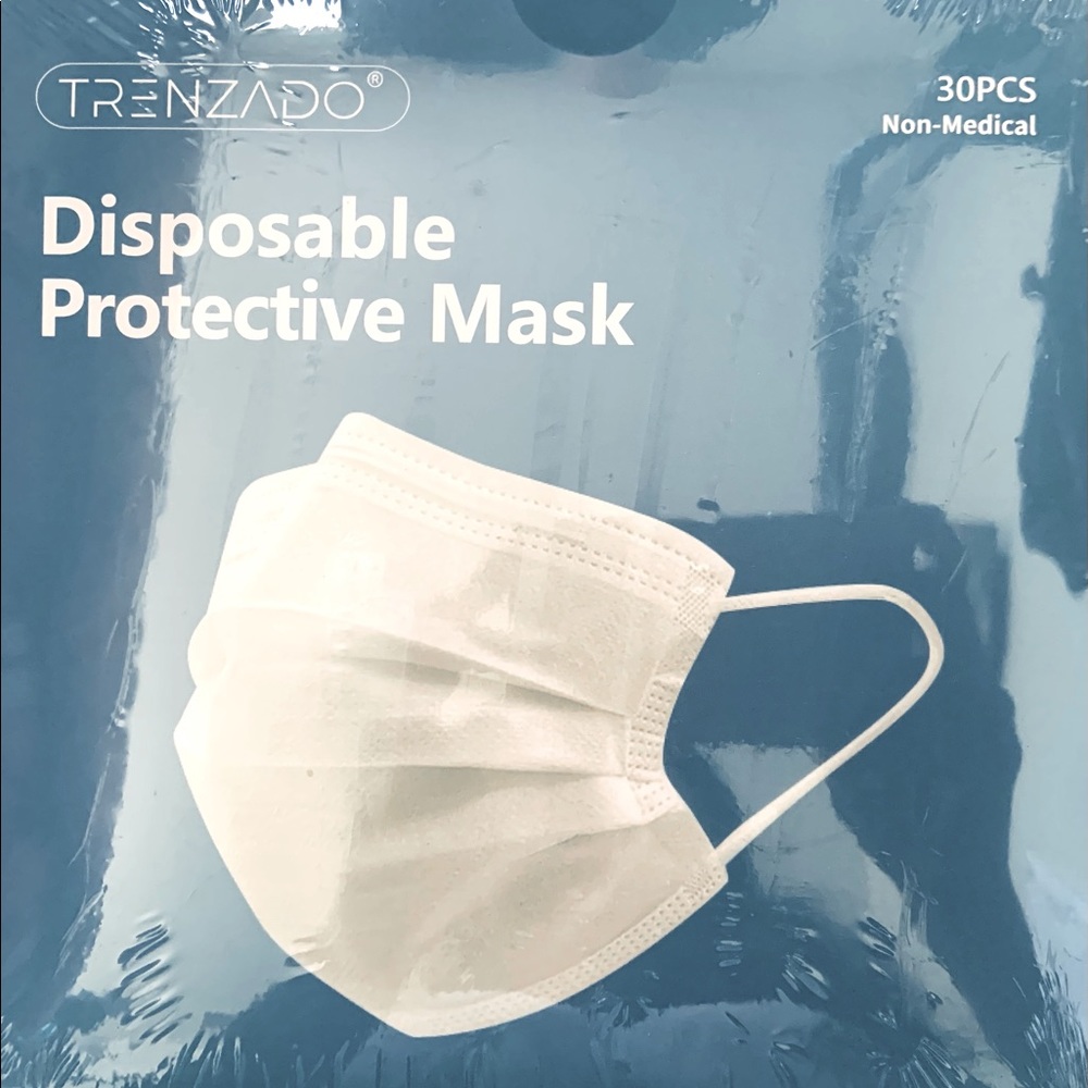 60 disposable protective 3- layers WHITE masks